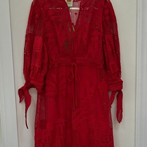 Farm Rio red morada boa guipure maxi dress in Size S - Picture 9 of 14